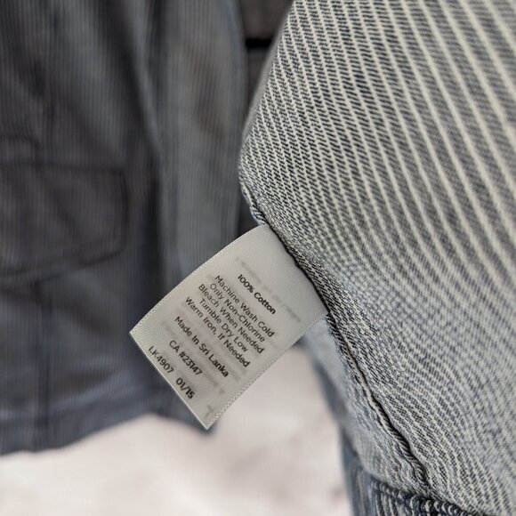 Talbots Jacket Womens 14W 1X Blue Striped Zip Nautical Casual Cotton Safari - Picture 10 of 13